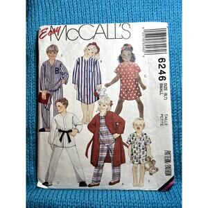 McCalls 6246 pattern Kids Girls night shirt pajama top pant short robe size 6
